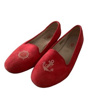 Women’s UGG Nautical Suede Crystal Embellishment Loafers Size 9